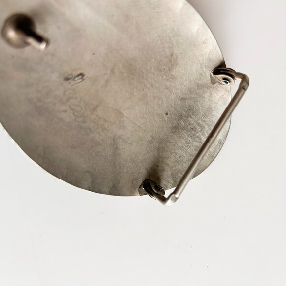 Squaw Wrap Signed Belt Buckle Turquoise, Coral, Horse and Lucky Horseshoe - Picture 4 of 7